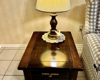 Side Table with brass lamps