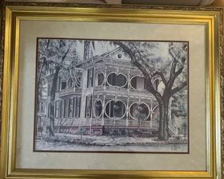 Gregory Myrick signed and beautifully framed print of the Historic Gingerbread House 