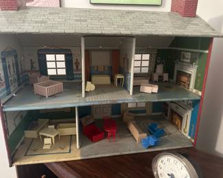 Marx Tin Metal Two Story Colonial Childrens Doll House