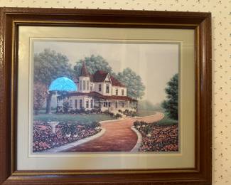 Homco Home Interiors Picture Victorian White House Red Driveway