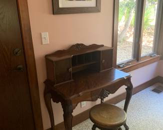 Secretary desk with piano stool