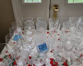 Lots of glassware. Pictured is the set of "First Love" by Duncan and Miller circa 1937
