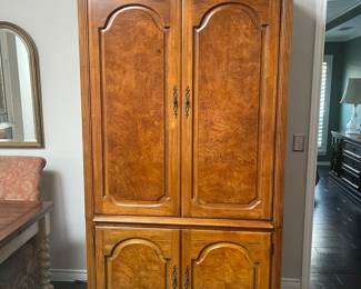Burled walnut armoire.