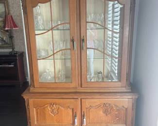 China cabinet and Waterford crystal.