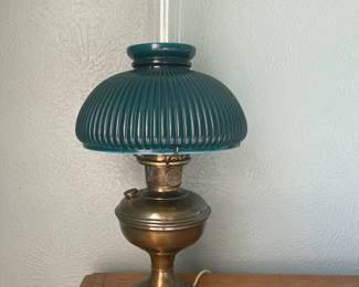 Vintage oil lamp rebuilt as a lamp.