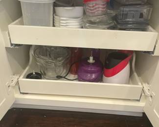Glass tupperware storage containers, small appliances