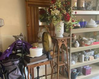 Side tables, entry hall tree, misc home decor.