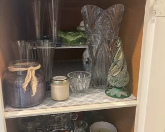 Misc crystal and glass vases.