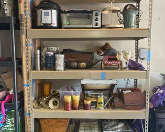 Garage shelves, small kitchen appliances