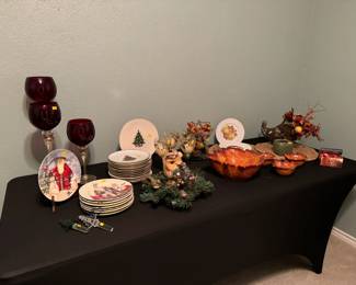 Autumn and Christmas decor and dishware.