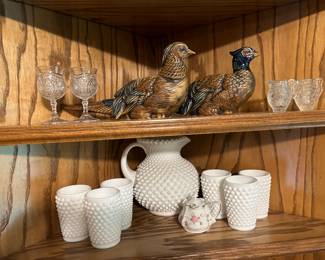 Hobnail Fenton Pitcher and glasses