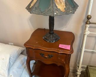 Antique Slag glass lamp, French Provincial night stand, Dresser and chest located in other bedroom