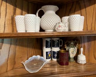 Hobnail Pitcher and water glasses