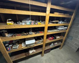 A workshop full of tools, nails, screws and more at South Hadley Estate Sale in Massachusetts MA