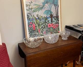 Crystal bowls, Artwork, and Furniture at South Hadley Estate Sale in Massachusetts MA