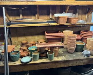 Large collection of Terra Cotta pots at South Hadley Estate Sale in Massachusetts MA