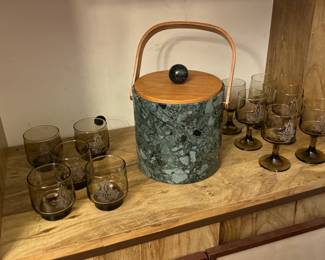 Pfaltzgraff Wine goblets, lowballs, and Ice Bucket