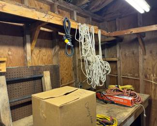 Extension cords & workbench Furniture at South Hadley Estate Sale in Massachusetts MA