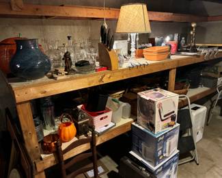 Crystal lamps, chairs, Halloween decor, kitchen appliances in boxes, more at South Hadley Estate Sale in Massachusetts MA