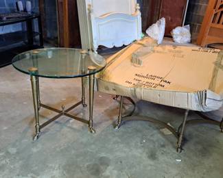 Glass & Brass Coffee Table & End Table
