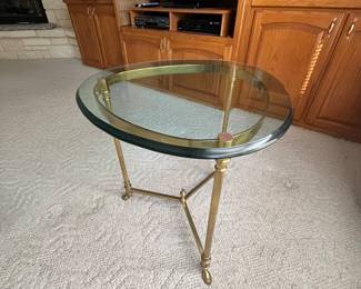 glass and brass side table