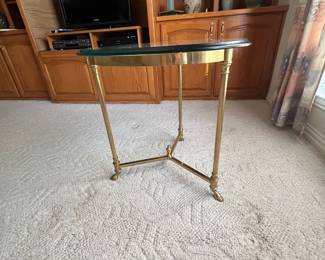 glass and brass side table