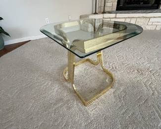 glass and brass side table