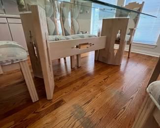 Southwestern style etched-glass dining table and six chairs