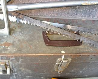 Table full of hand tools. "Kennedy" tool box