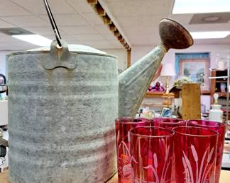 Vintage galvanized water cans