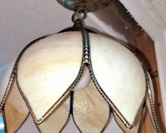 Vintage lighting. Hanging slag glass tulip light 