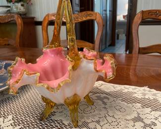 Bohemian Cased Glass Basket 