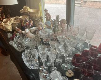 Table of Glass and Dinnerware 