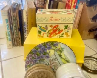 Recipe box and cookbooks 