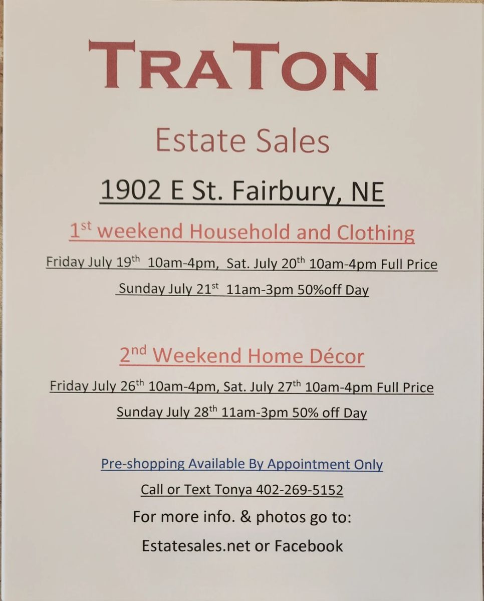 Designer clothing in Fairbury, NE starts on 7/19/2024
