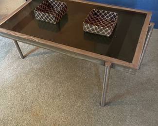Lucite and Stainless Steel Modern Coffee Table