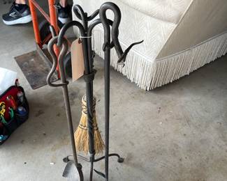 Hand Wrought Fireplace tools - beautiful and Rustic. Each tools has it's own pattern and design