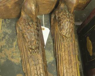 Pair of French 1920s Hand Carved Parrot Wall Shelves, Early 20th Century, 1920'S
