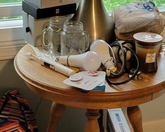 End table, lamp and smalls