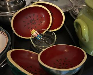 Set of 4 Hand Painted "Watermelon" Dipping Bowls