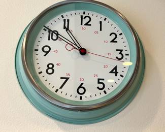 Retro Style Turquoise/White Wall Clock