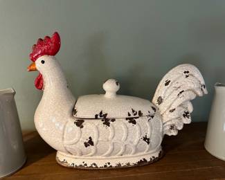 STORIED Home White Ceramic Rooster Canister