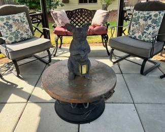 Pair of Rocking Patio Chairs with Gray Cushions