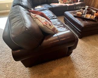 Brown Leather Sectional with Ottoman

