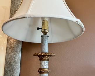 Distressed French Country White/Bronze Floor Lamp