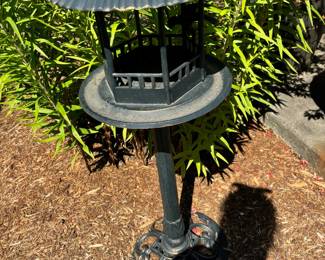 Wrought Iron Bird Feeder on Post