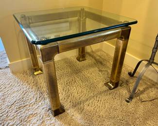Mid Century Brass & Glass Side Table