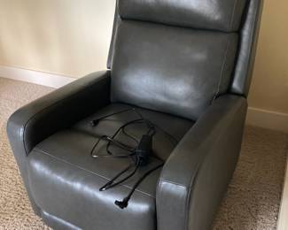 Grey Leather Electric Recliner
