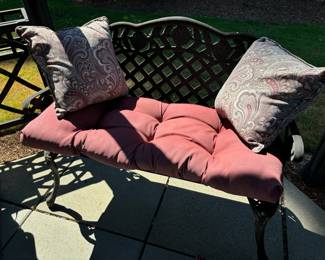 Cast Aluminum Outdoor Garden Bench with Rose Design