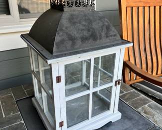 White Rustic Wooden Lantern/Candle Holder 